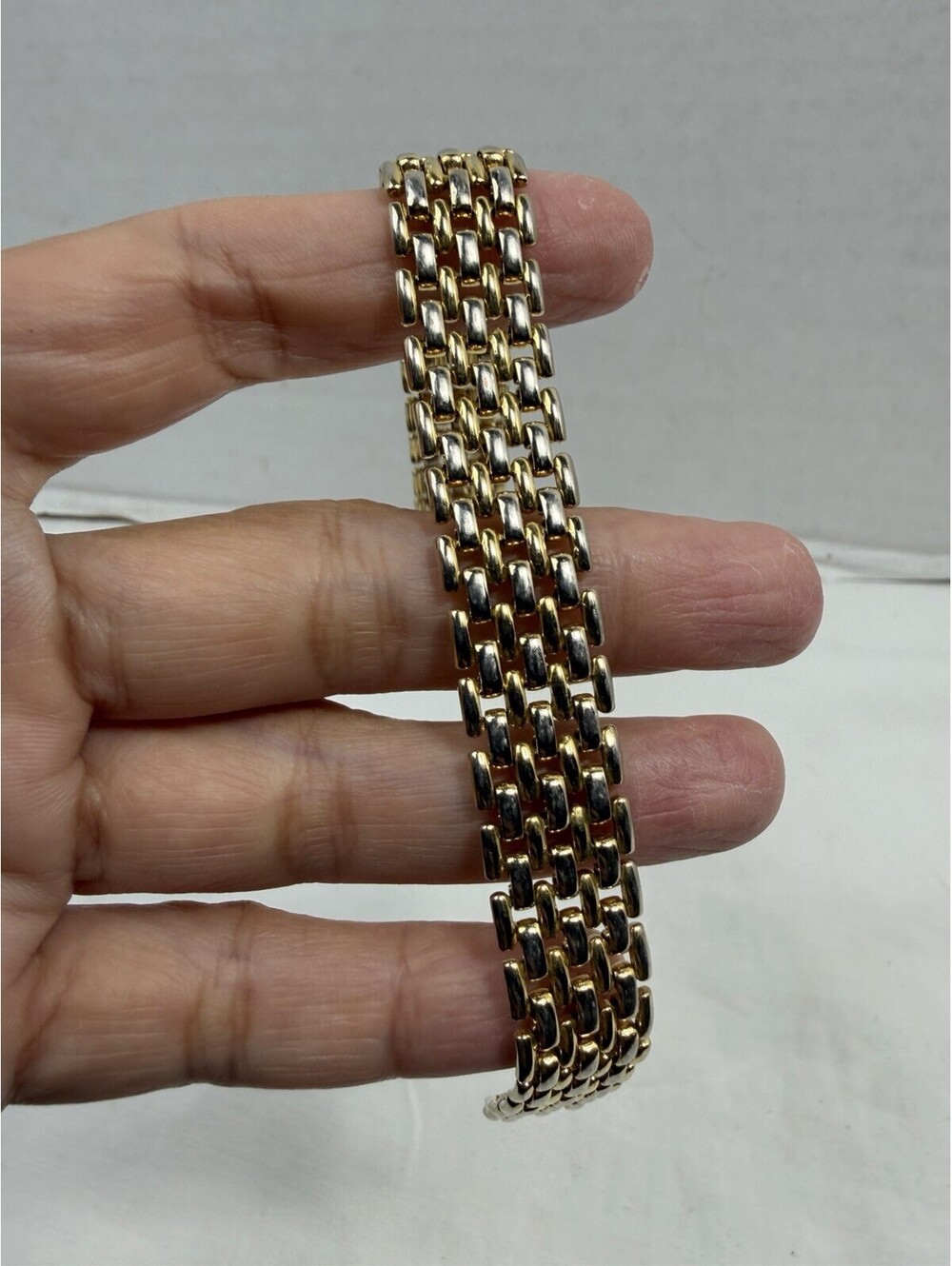 Vintage Two-Tone Gold & Silver Panther Link Bracelet